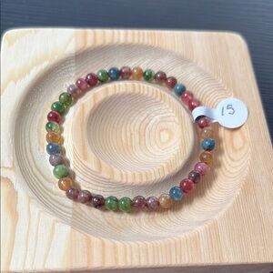 Colored Aquamarine Beaded Bracelet 15cm